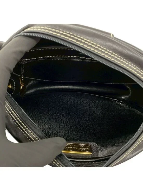 Dior Box Vintage CD Logo Leather Mini Shoulder Bag Pochette Black - Picture 9 of 10